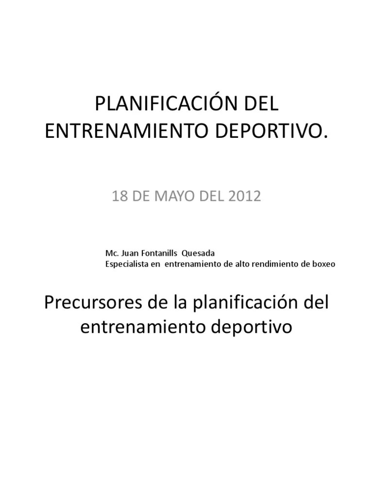 PLANIFICACIÓN DEL ENTRENAMIENTO DEPORTIVO