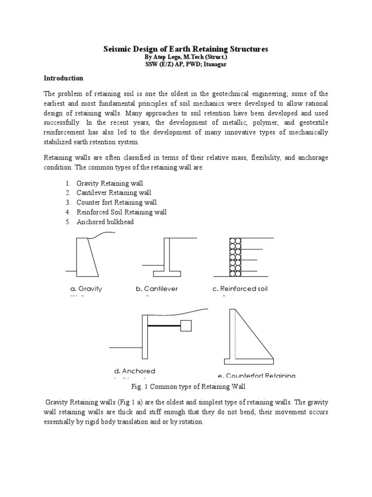 Seismic Design And Construction Of Retaining Wall | PDF | Continuum Mechanics | Civil Engineering