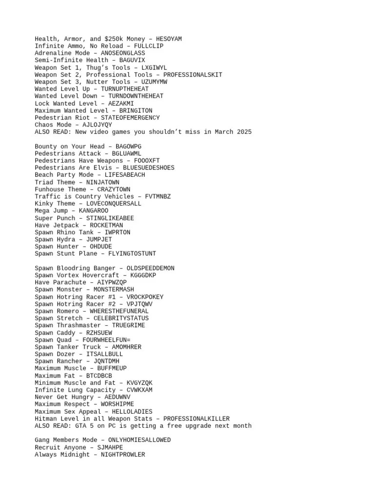 Gta Sa Cheats PDF 1