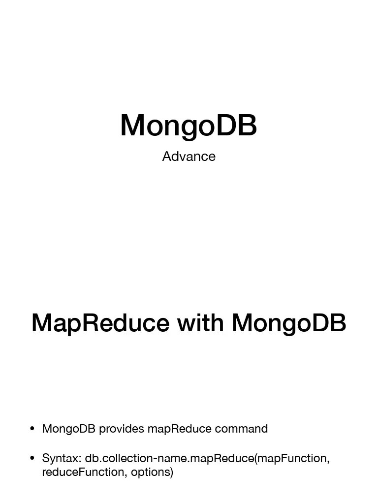 Lecture 31 PDF Map Reduce Mongo Db 1