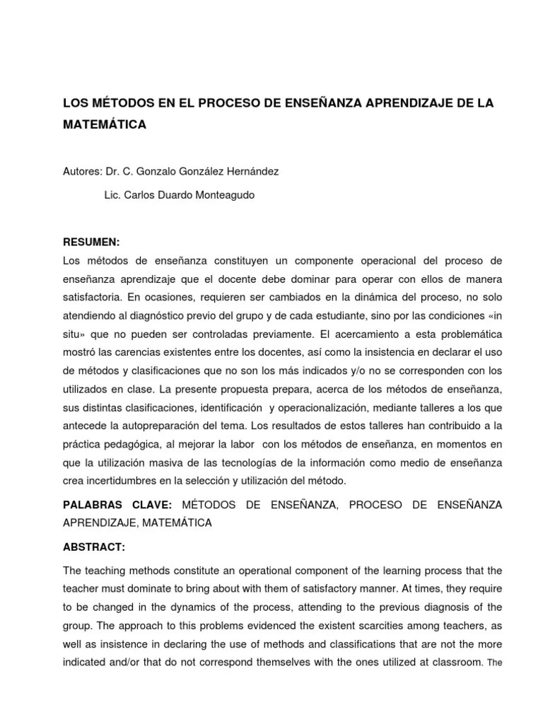Metodos De La Enseñanza Aprendizaje | PDF | Metodología | Evaluación