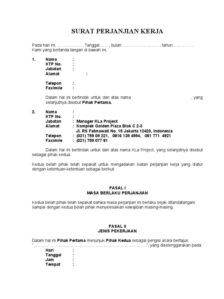 Maybe you would like to learn more about one of these? Contoh Surat Perjanjian Kerja Borongan Sederhana Masnurul