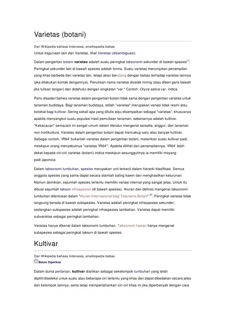 Varietas &amp; Kultivar | PDF