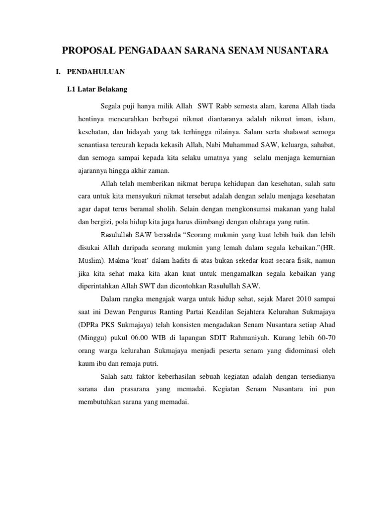 Proposal Pengadaan Sarana Senam | PDF