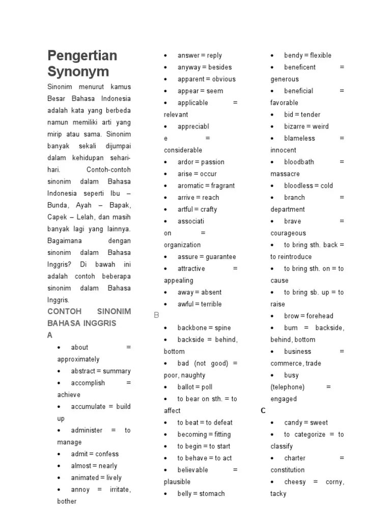 Contoh Lawan Kata Dalam Bahasa Inggris – Berbagai Contoh