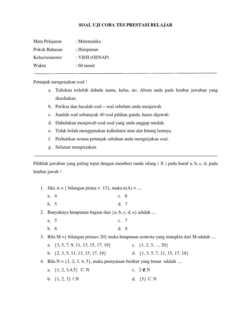 Soal Himpunan Kelas Vii Pdf 
