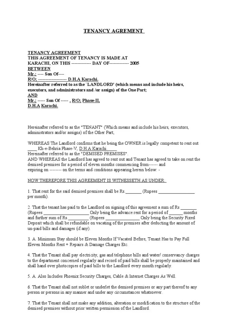 Tenancy Agreement | Download Free PDF | Leasehold Estate | Landlord
