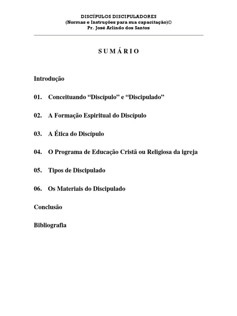 Discípulos Discipuladores - Normas E Instruções Para O Discípulo | PDF ...