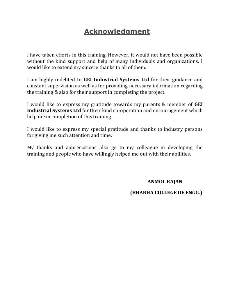 Acknowledgment | PDF | Career & Growth