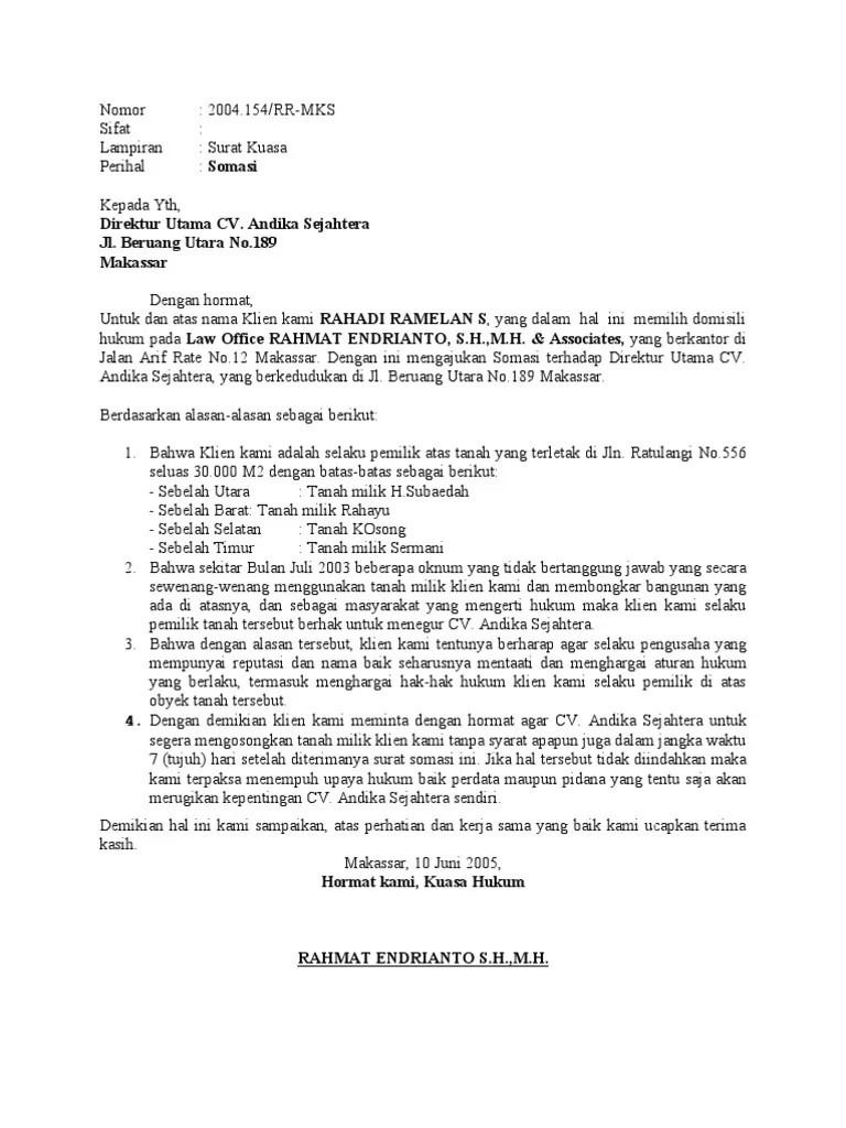 Contoh Surat Somasi Doc Contoh Surat 