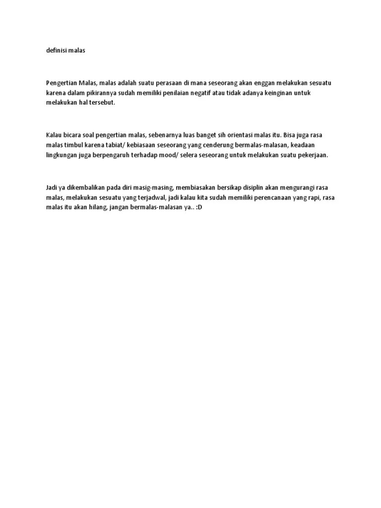 Definisi Malas | PDF