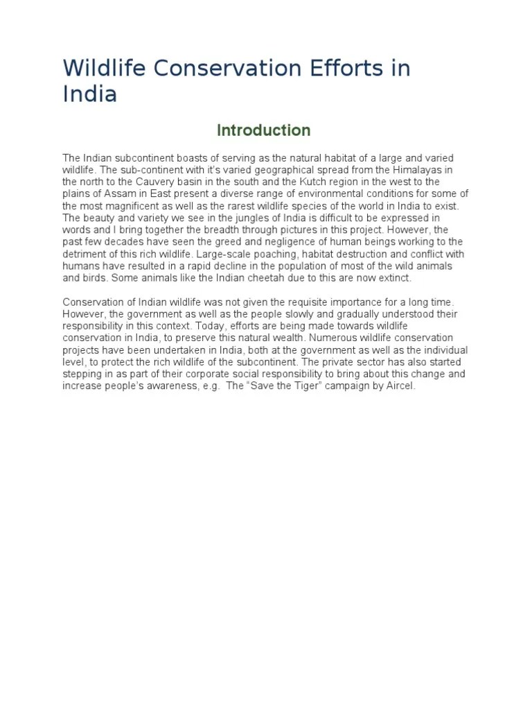 Wildlife Conservation Efforts In India | PDF | Fauna Of Asia | Ecology