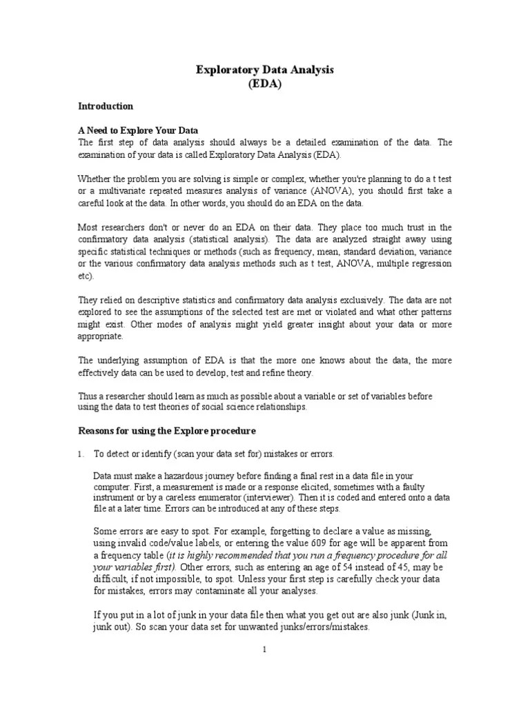 Unit 5 Exploratory Data Analysis (EDA) | PDF | Median | Skewness