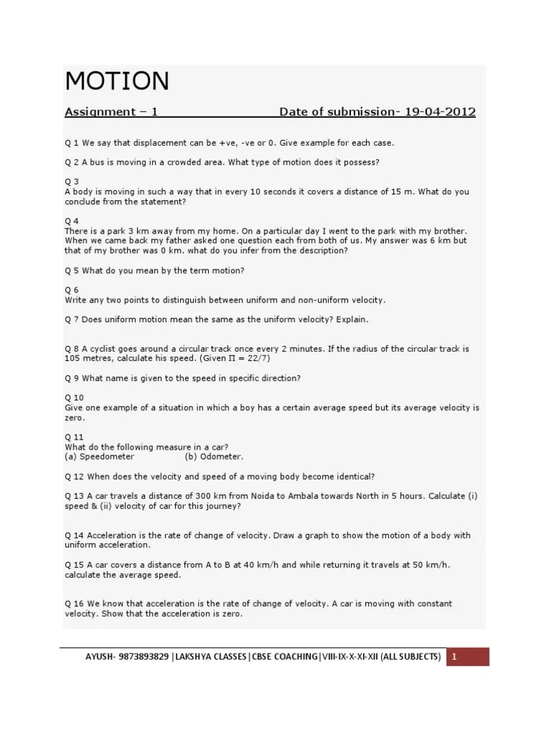 Motion Class Ix | Download Free PDF | Speed | Acceleration