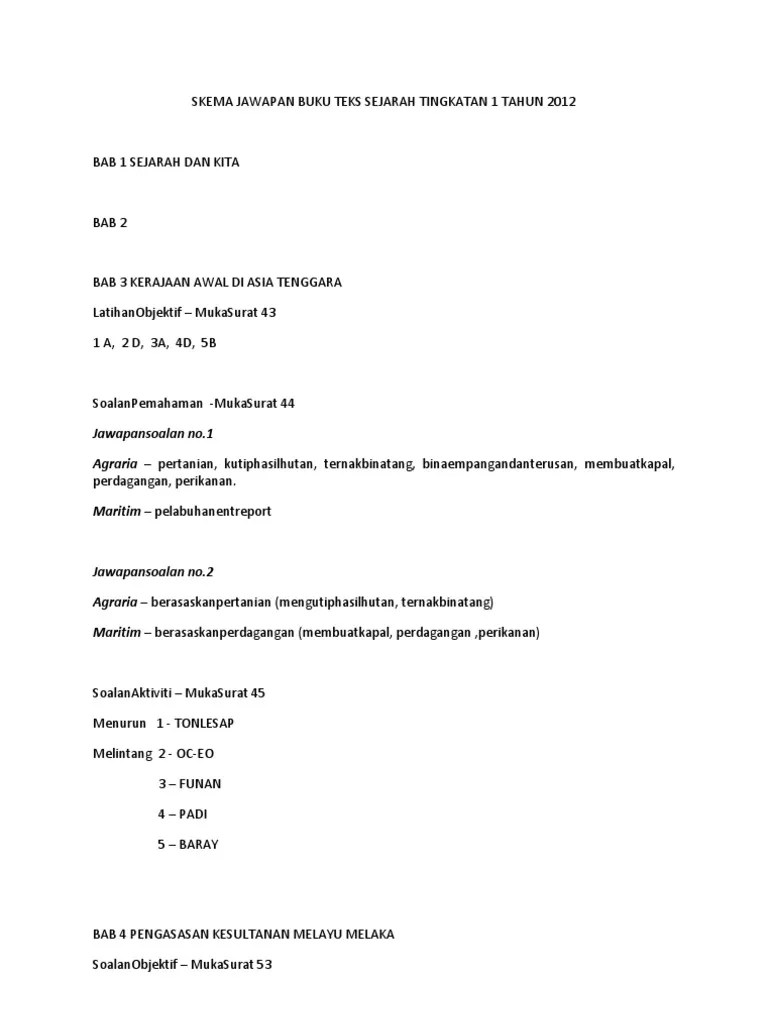 2019 pt3 sejarah (kssm) contoh soalan dan jawapan kabt tingkatan 1 bab 1 . Skema Jawapan Buku Teks Sejarah Tingkatan 1 Tahun 2012 Pdf
