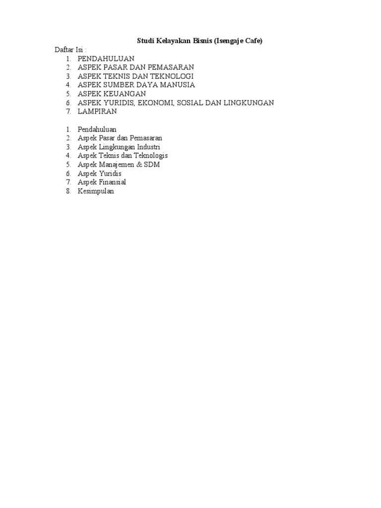 Dalam praktiknya, bisnis kuliner dengan konsep yang kuat dan. Studi Kelayakan Bisnis Isengaje Cafe Pdf