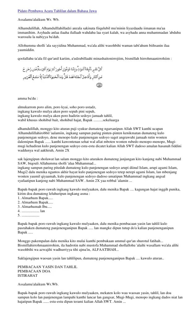 Mulai dari teks formal ataupun non formal. Contoh Pembawa Acara Rapat Bahasa Jawa Akurat Faktual Elegan Moltoday Com