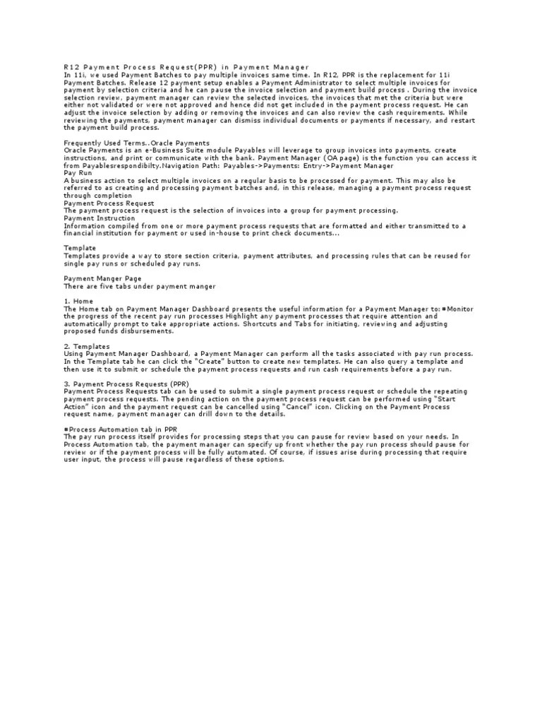 R12 Payment Process Request | PDF | Invoice | Payments