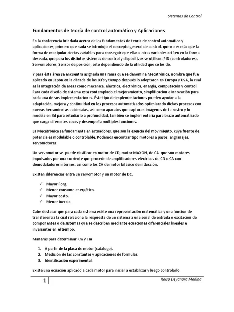 Fundamentos De Teoría De Control Automático Y Aplicaciones | PDF | Sistema De Control ...