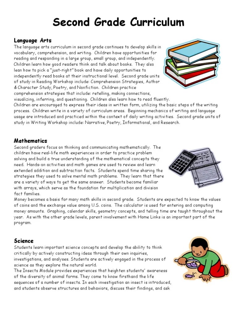 Second Grade Curriculum | PDF | Reading Comprehension | Teaching Mathematics