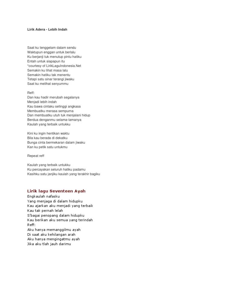 Lirik Adera