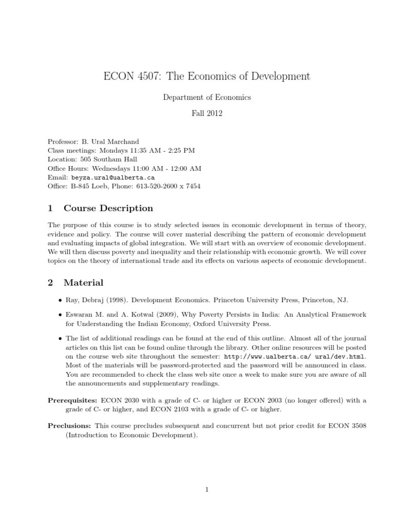Economics Of Development | PDF | Development Economics | Homework