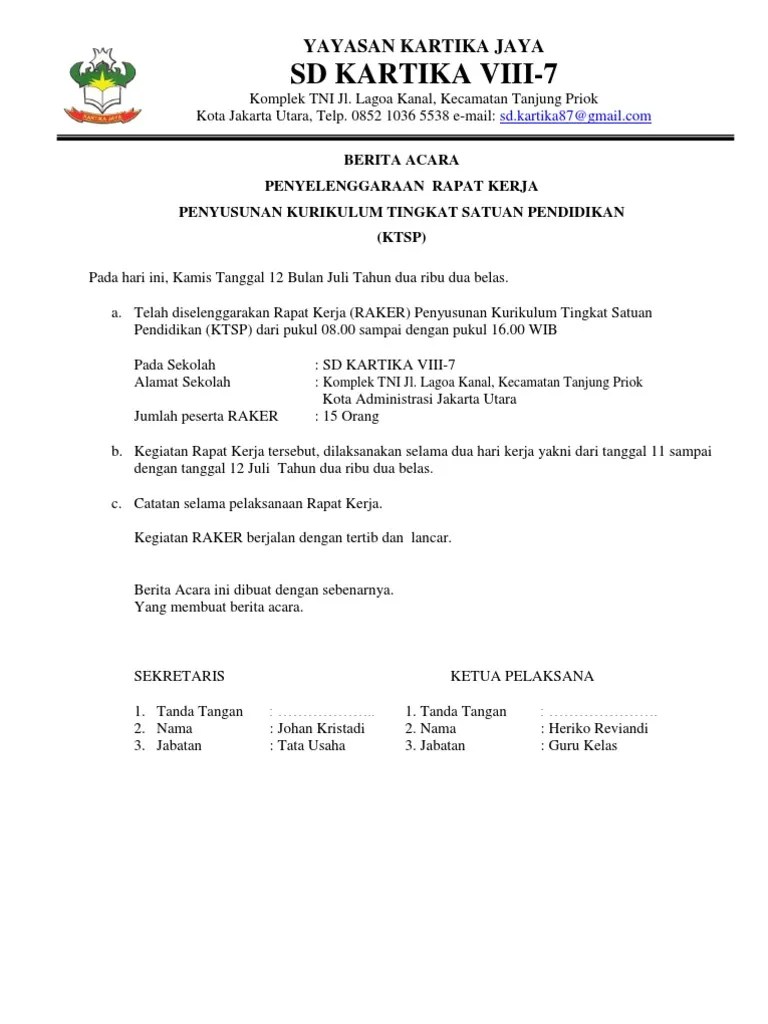 002 Berita Acara Penyusunan KTSP | PDF