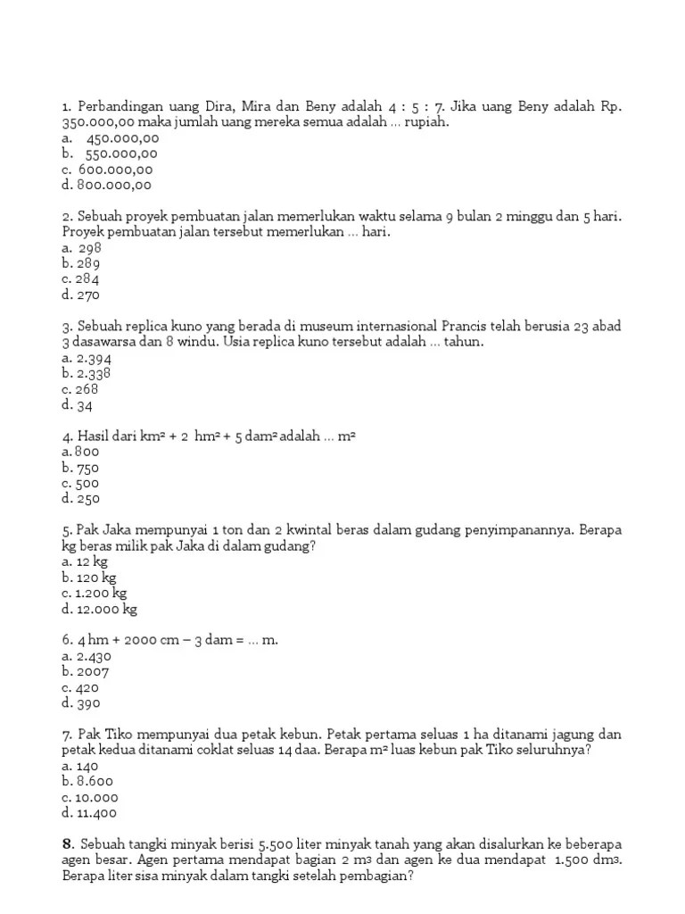 Soal Kelas 5 | PDF