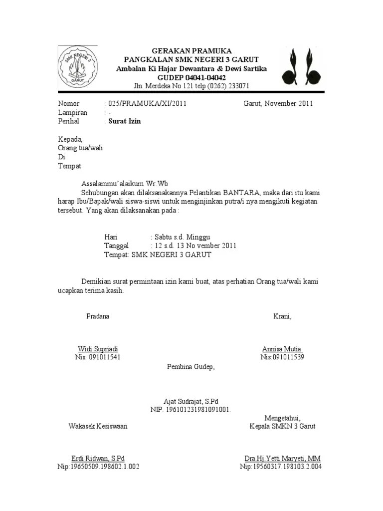 Contoh Surat Pemberitahuan Kegiatan Pramuka - Contoh Resource