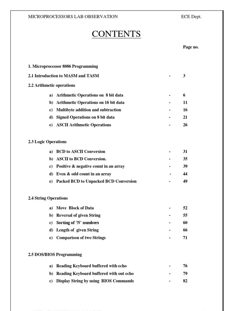Multi-Byte Arithmetic Operations Using 8086 Microprocessor | PDF ...