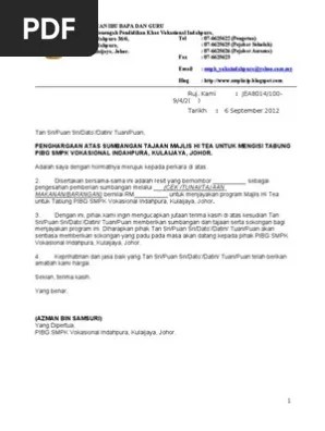 Surat Penghargaan Sumbangan Derma : Contoh Surat Penghargaan Sumbangan Letter 7saudara Com