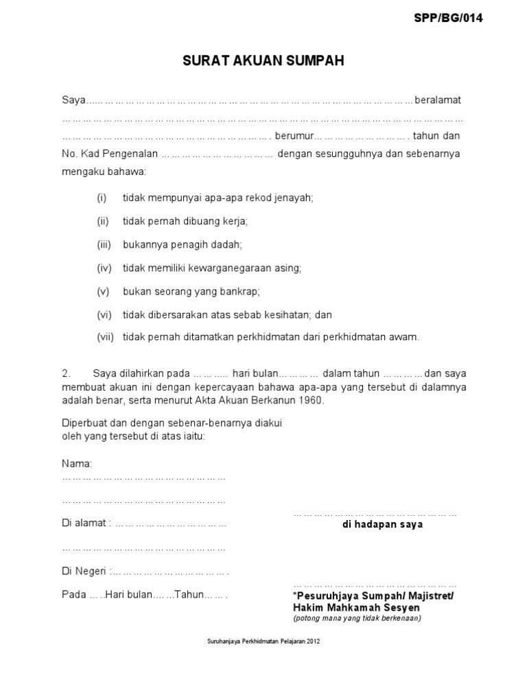 Maybe you would like to learn more about one of these? Bg014 Surat Akuan Sumpah