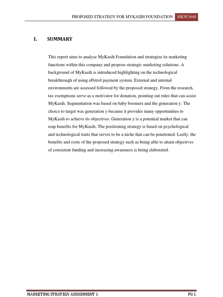 Finalised Marketing Strategy Assignemnt 1 | PDF | Strategic Management | Non Governmental ...