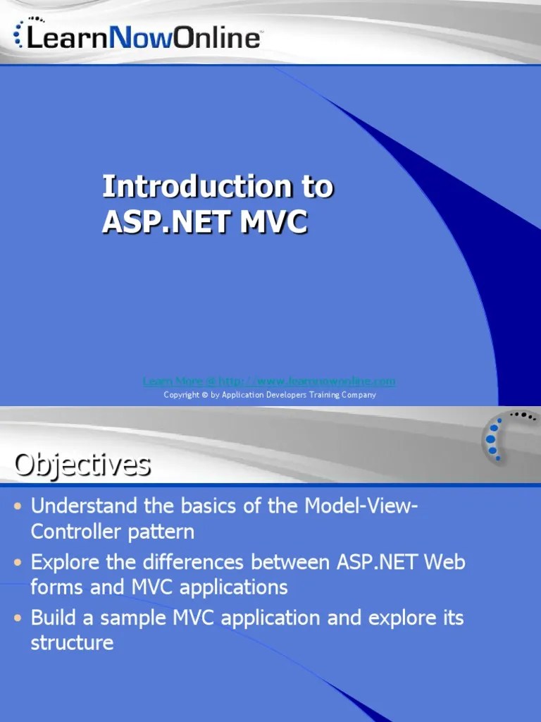 Introduction To ASP - NET MVC | PDF | Model–View–Controller | Microsoft ...