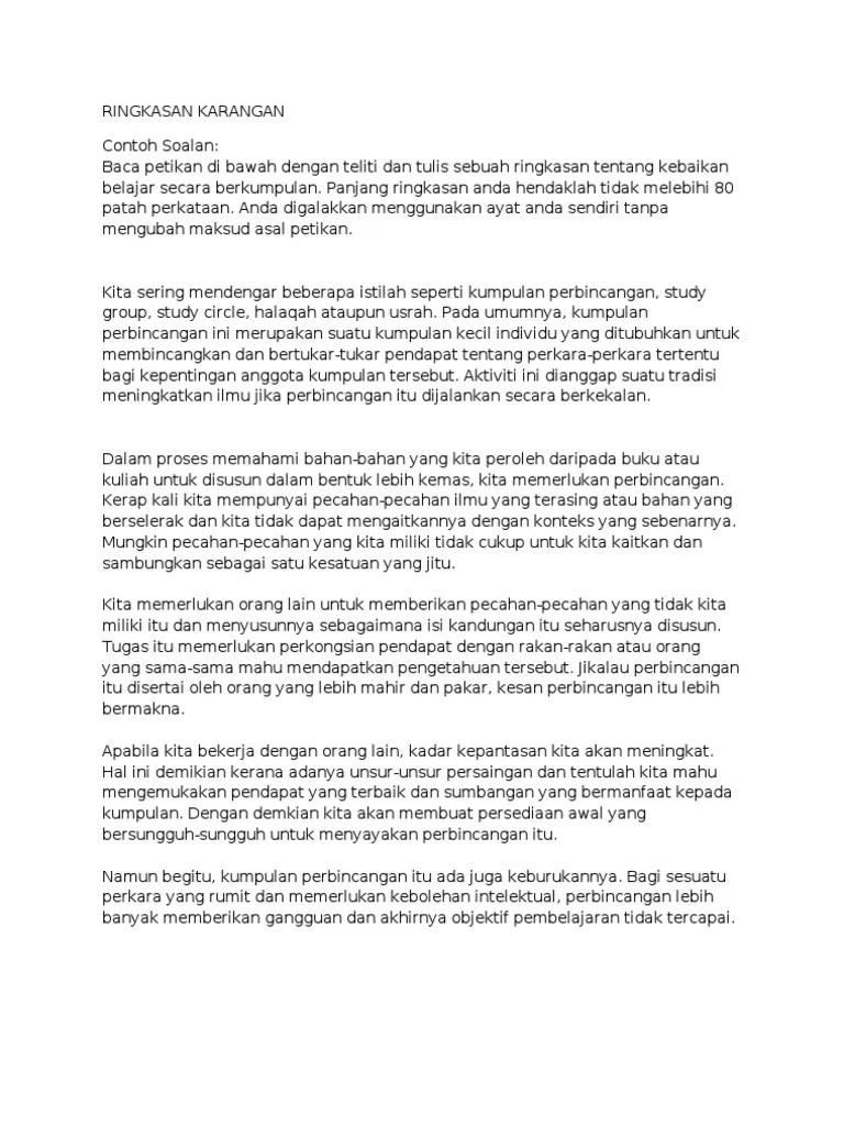 Perbezaan karangan pendek, ringkasan, rumusan & ulasan. Ringkasan Karangan Pdf
