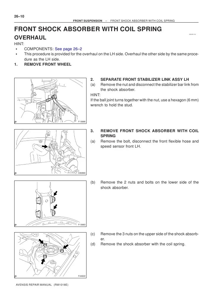 Front Shock Absorber With Coil Spring: Overhaul | PDF | Steering | Suspension (Vehicle)