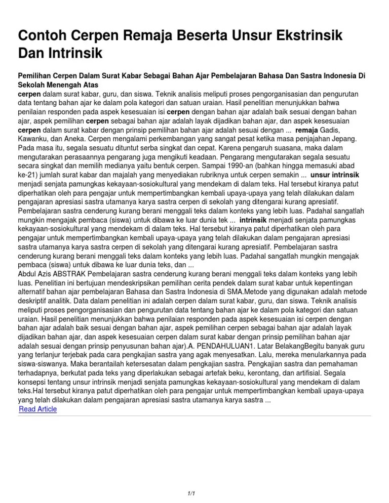 Struktur dan ciri bahasa teks cerpen cerpen dan unsur intrinsik cerpen . 4 Contoh Cerpen Beserta Unsur Intrinsik Dan Ekstrinsiknya Barisan Contoh