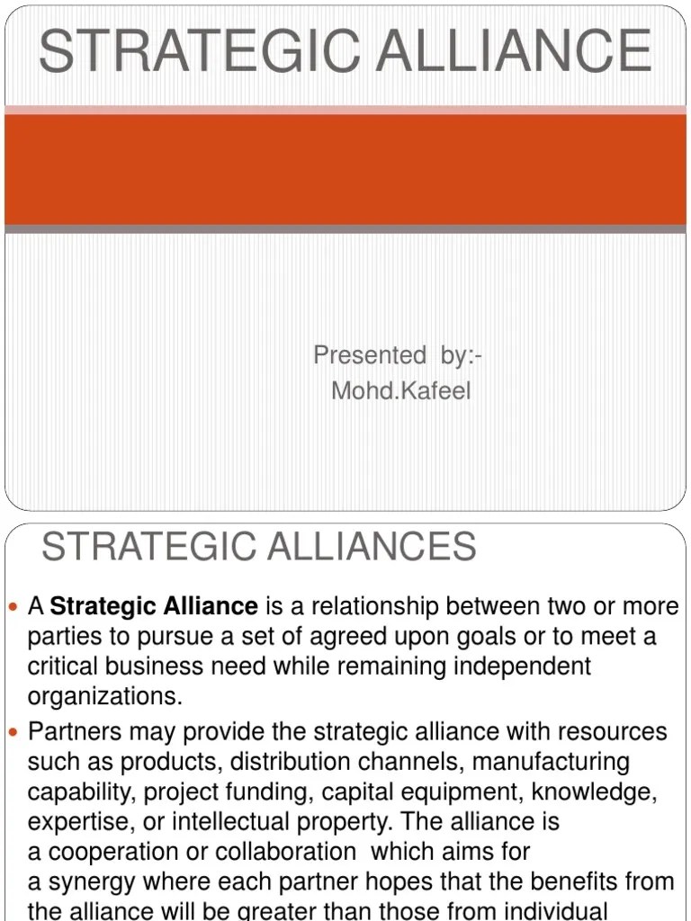 Strategic Alliance: Presented By:-Mohd - Kafeel | PDF | Franchising ...