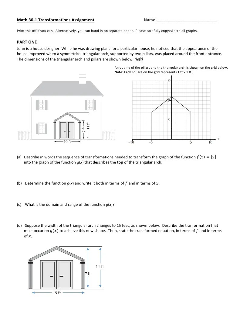 Transformations Assignment | PDF | Function (Mathematics) | Equations