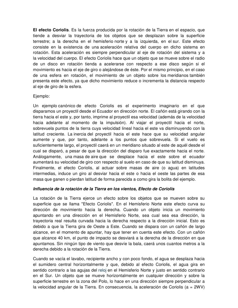 El Efecto Coriolis | PDF | Mecánica | Física Aplicada E Interdisciplinaria