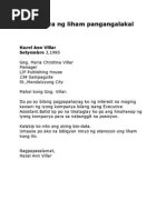 Ang sinumang tao ay nangangarap lumigaya. Mga Halimbawa Ng Korespondensya Pdf