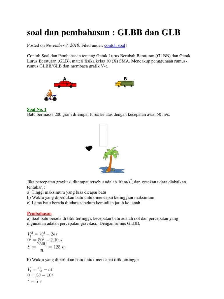 Contoh Soal Fisika Dasar Teknik Informatika Glbb Jawabanku Id 