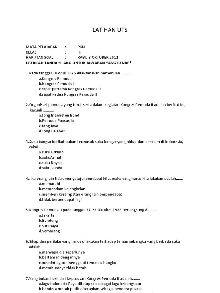 Latihan Uts PKN | PDF