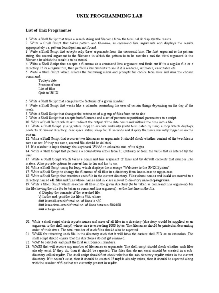 Unix Programming Lab | PDF | Command Line Interface | Filename
