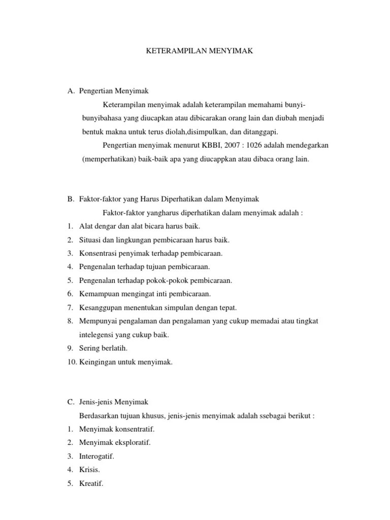 Keterampilan Menyimak | PDF