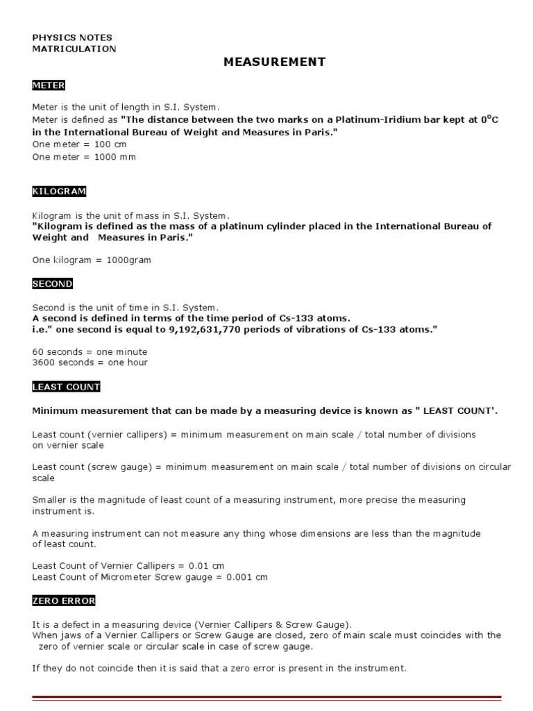 Physics Notes | PDF | Observational Error | Euclidean Vector