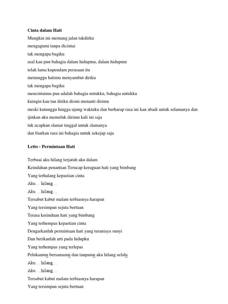 Sampai nanti, sampai mati lyrics: Lirik Lagu Ungu Letto Pdf