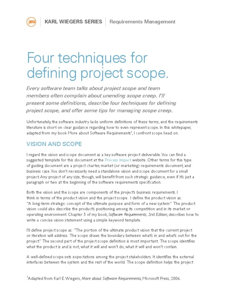 Four Techniques Defining Project Scope | PDF | Use Case | Scope ...