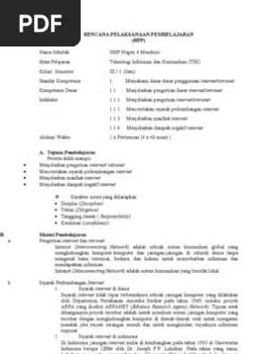 Rpp Tik Kelas Ix Semester 2 RPP TIK Kelas 9 Semester I SMP Inovatif.