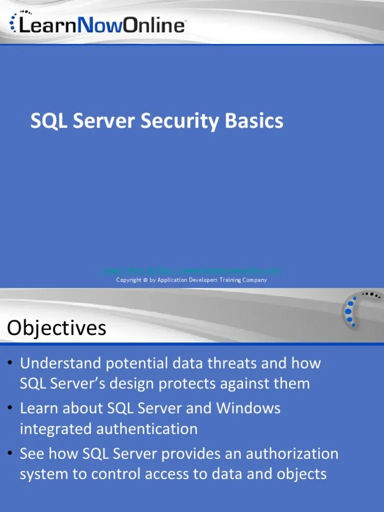 SQL Server Security Basics | PDF